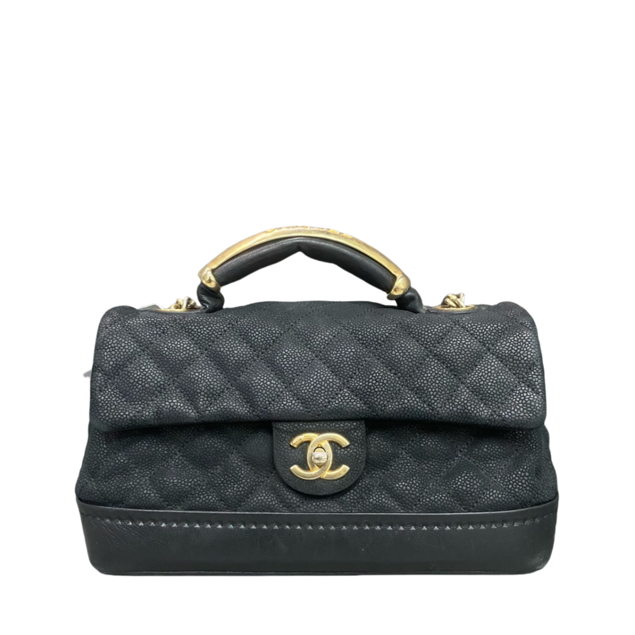 Chanel handle Flap lichee pattern cowhide Mumbai Series Black-Gold