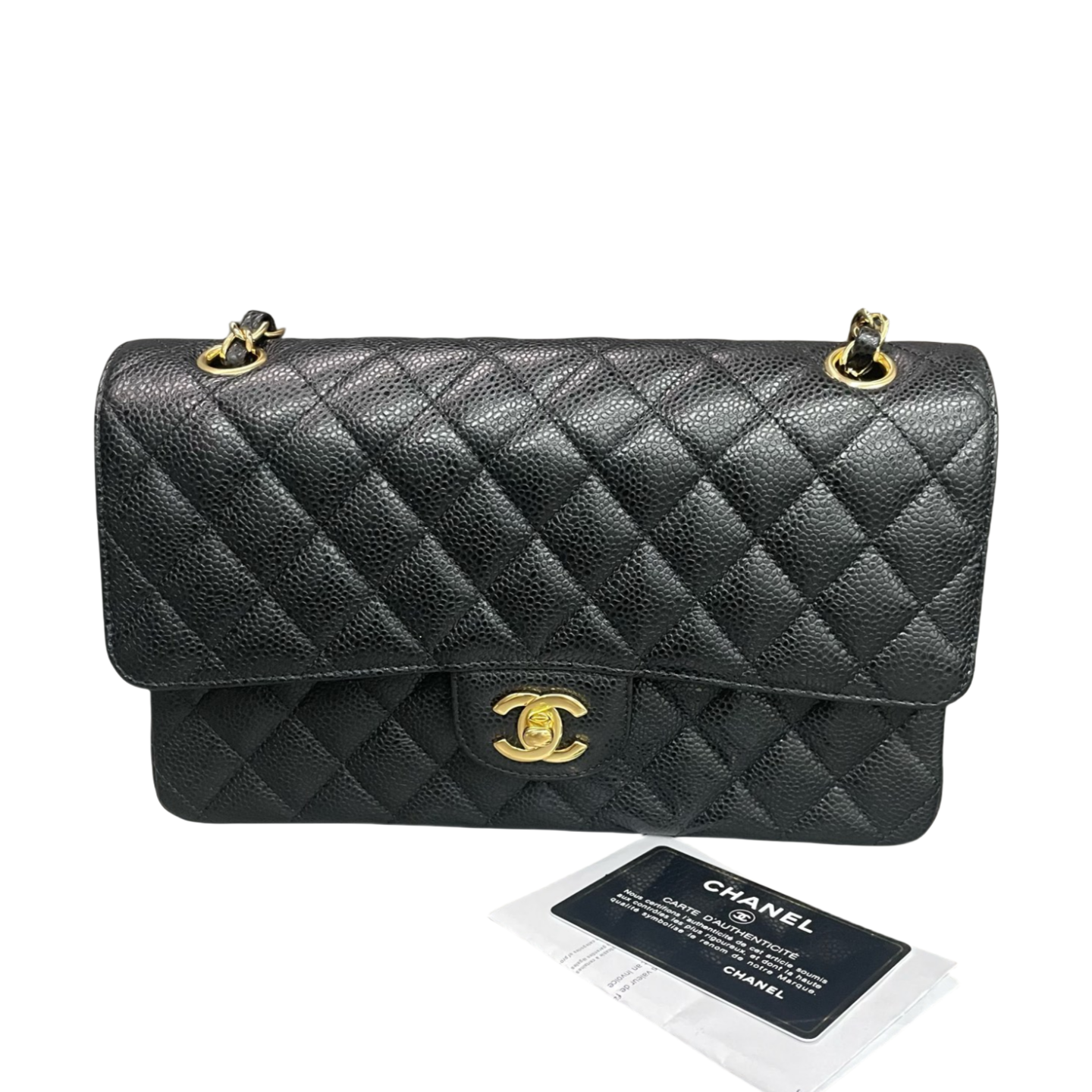Chanel Classic Flap Lichee pattern middle size Black-Gold
