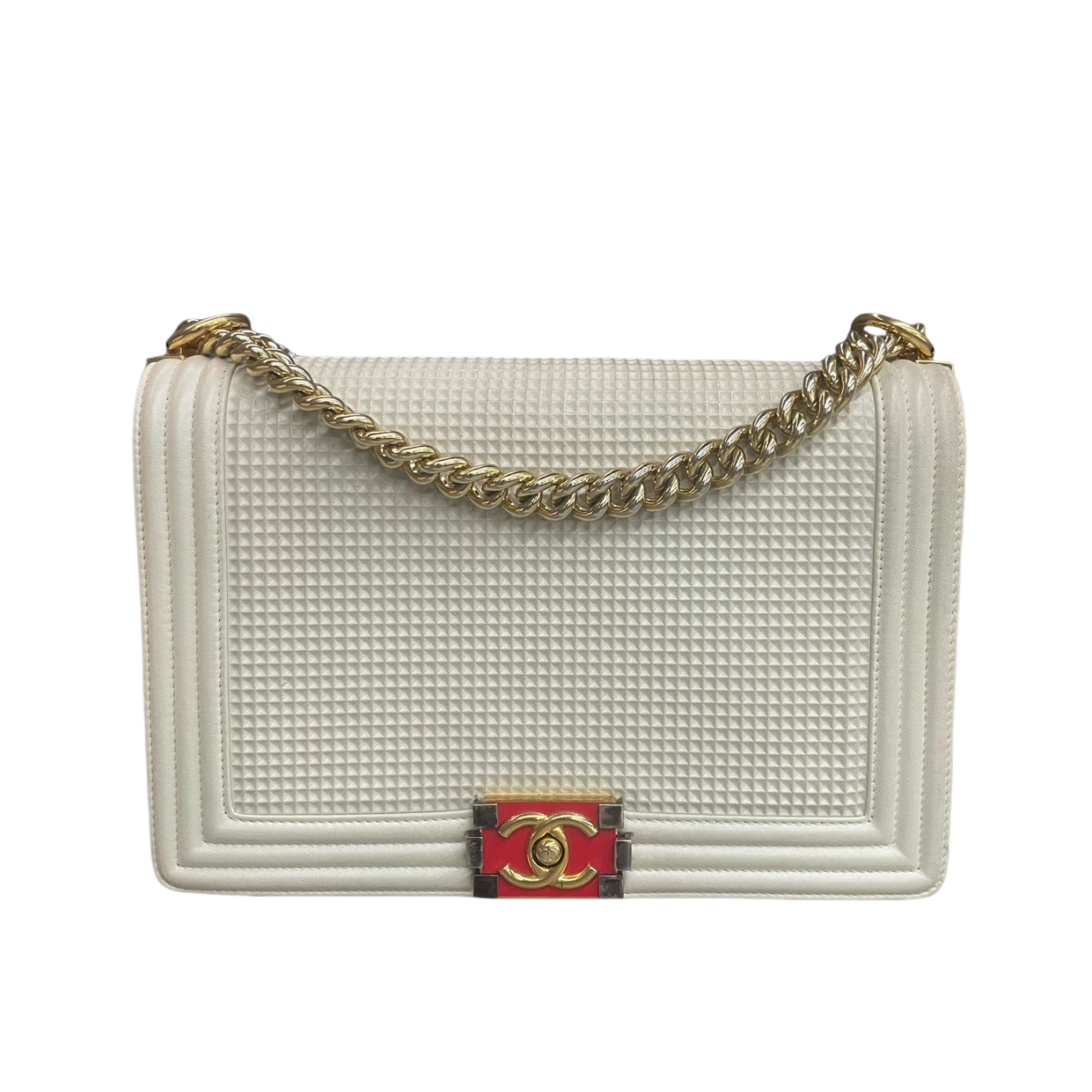 Chanel leboy technology fabric middle-large size white