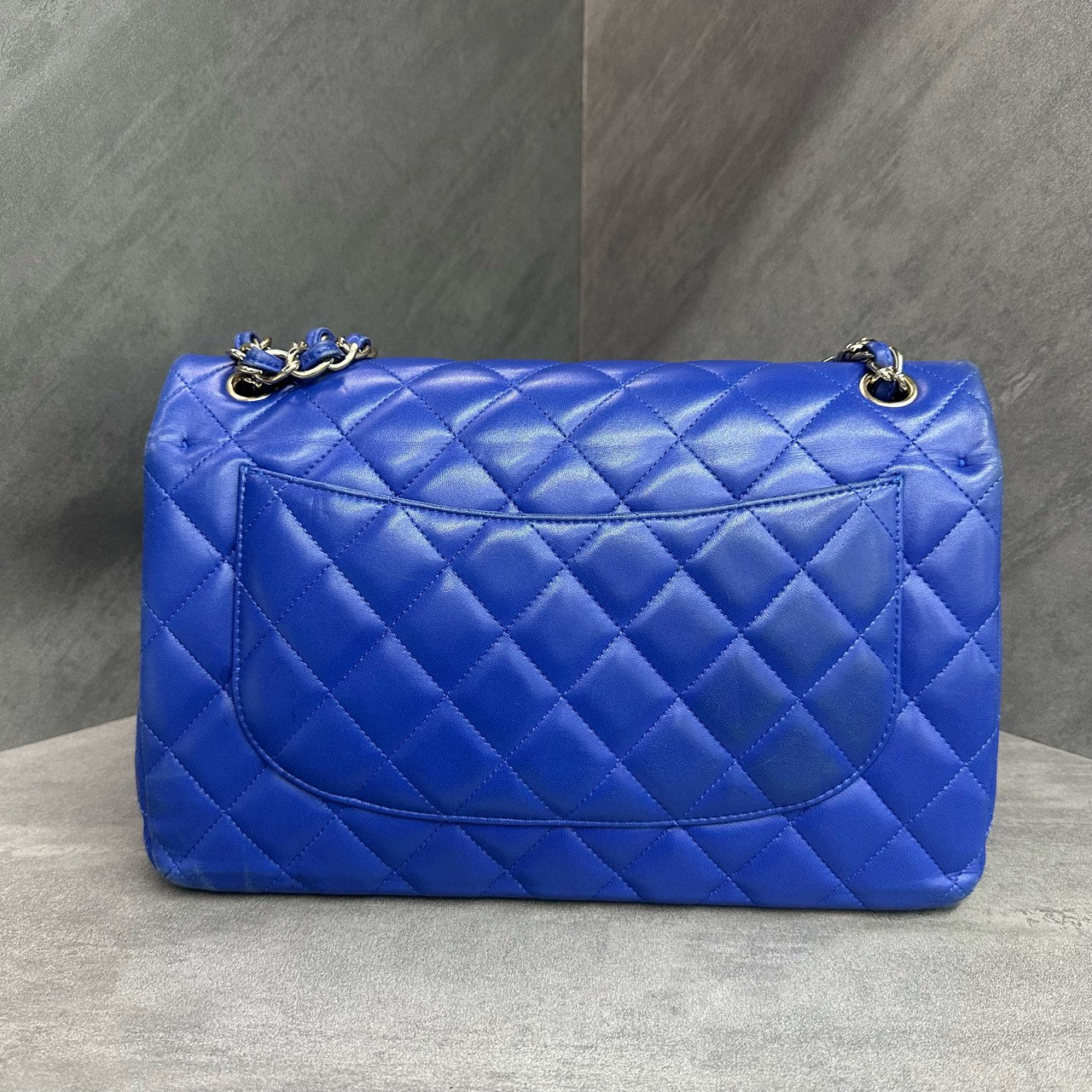 Chanel Classic Flap sheepskin  Jumbo Blue-Gold