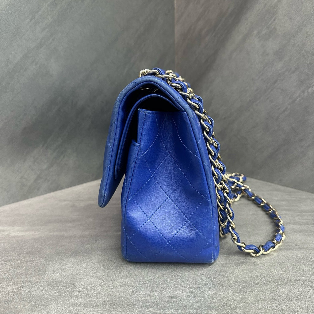 Chanel Classic Flap sheepskin  Jumbo Blue-Gold