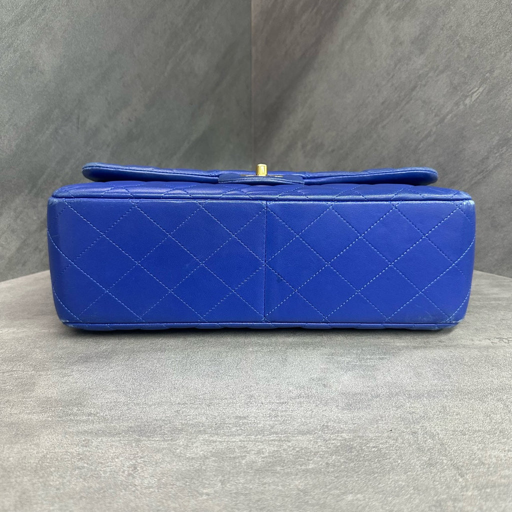 Chanel Classic Flap sheepskin  Jumbo Blue-Gold