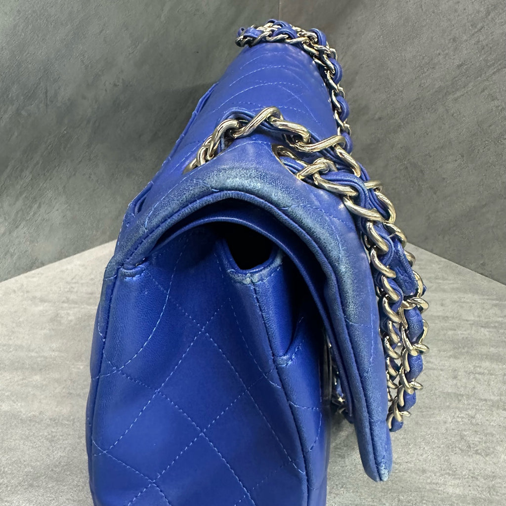 Chanel Classic Flap sheepskin  Jumbo Blue-Gold