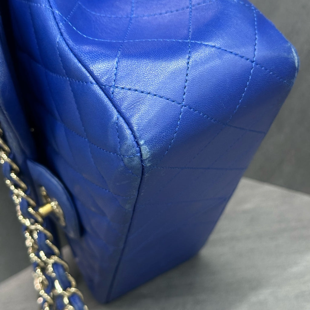 Chanel Classic Flap sheepskin  Jumbo Blue-Gold