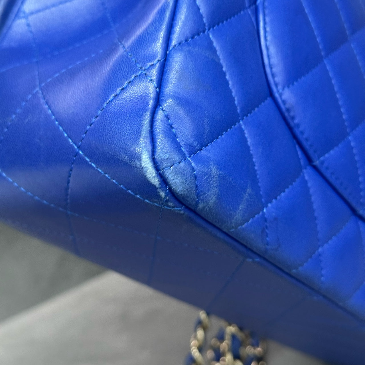 Chanel Classic Flap sheepskin  Jumbo Blue-Gold
