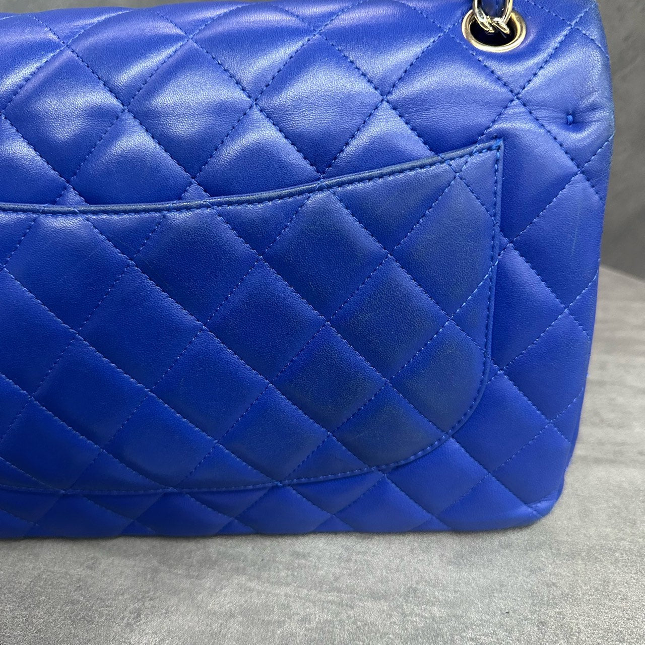 Chanel Classic Flap sheepskin  Jumbo Blue-Gold