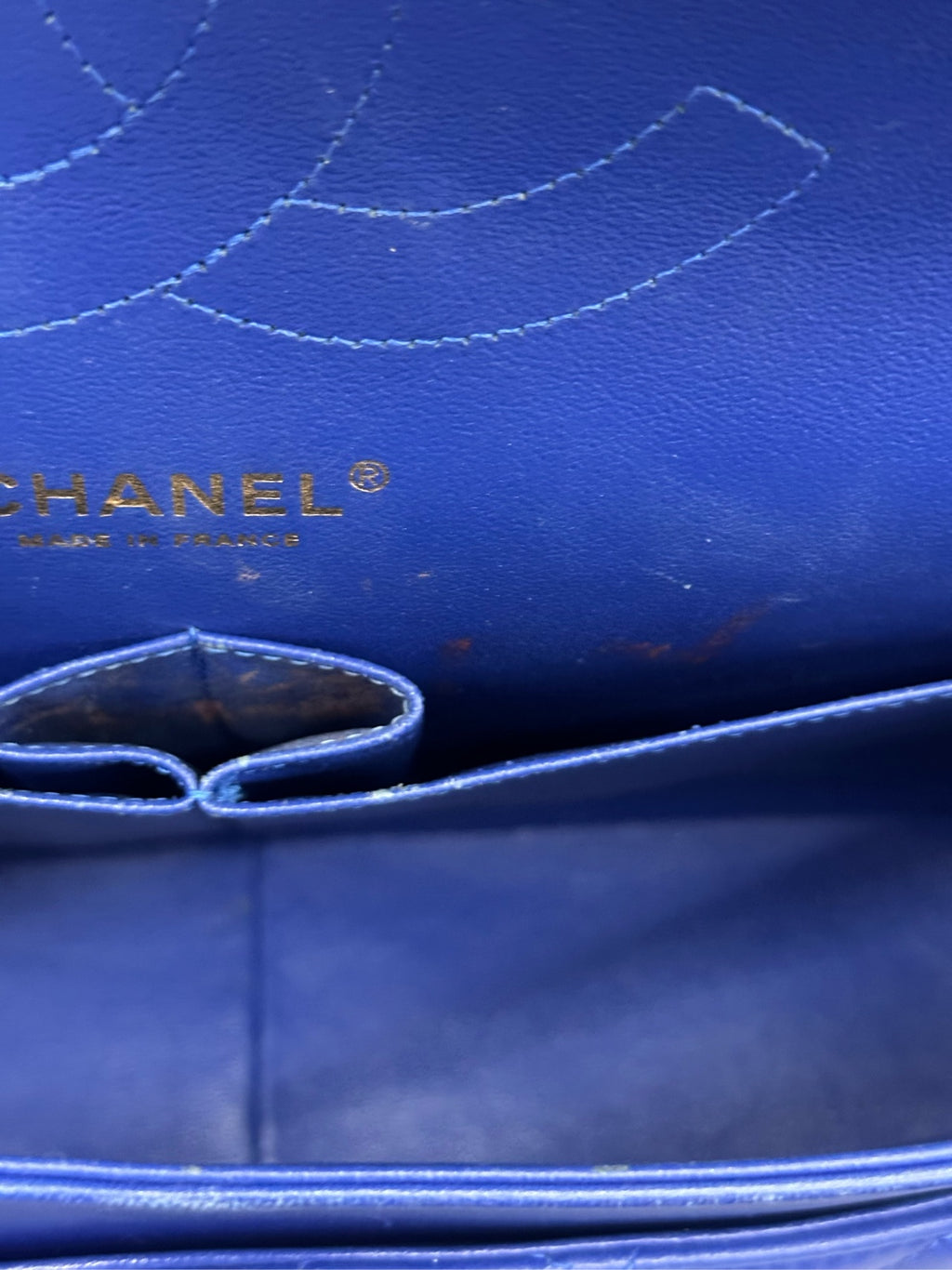 Chanel Classic Flap sheepskin  Jumbo Blue-Gold
