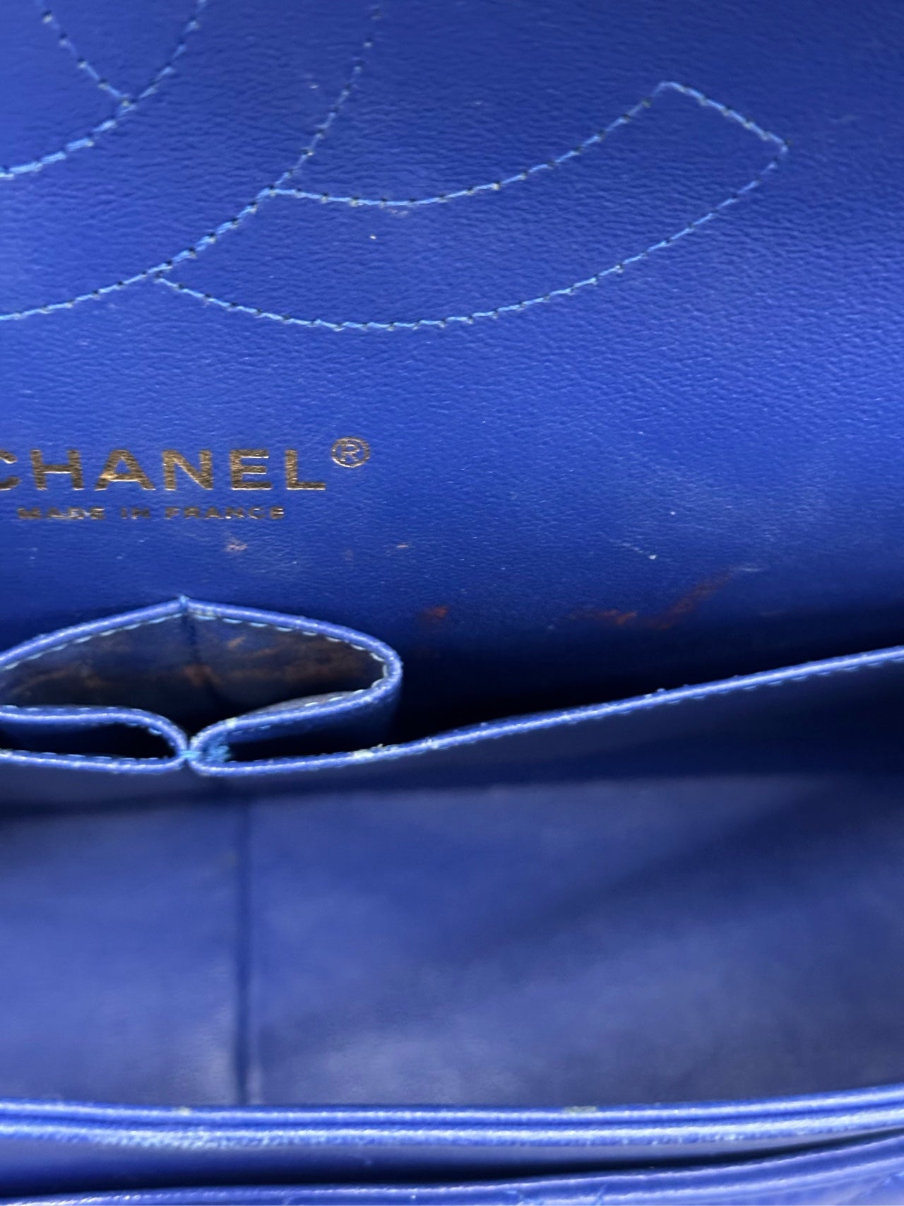Chanel Classic Flap sheepskin  Jumbo Blue-Gold