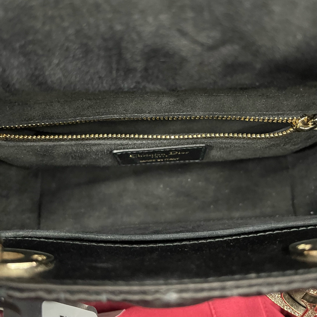 Dior Lady dior Silk fabric middle size Badge style black