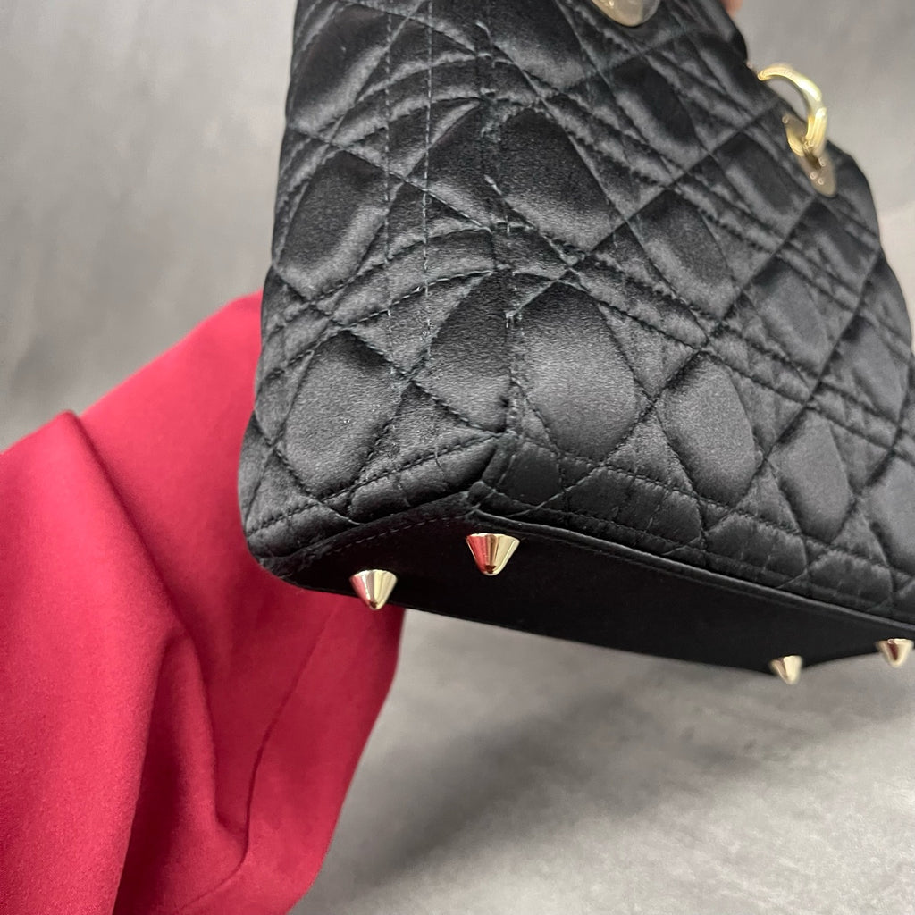 Dior Lady dior Silk fabric middle size Badge style black