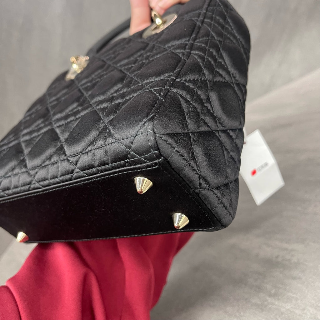 Dior Lady dior Silk fabric middle size Badge style black