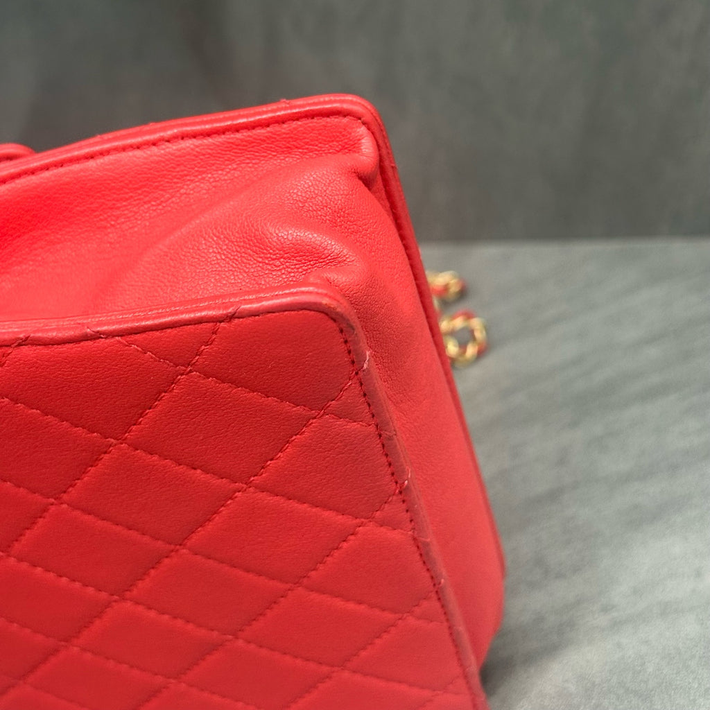 Chanel Classic Flap Vertical version sheepskin with pearl red