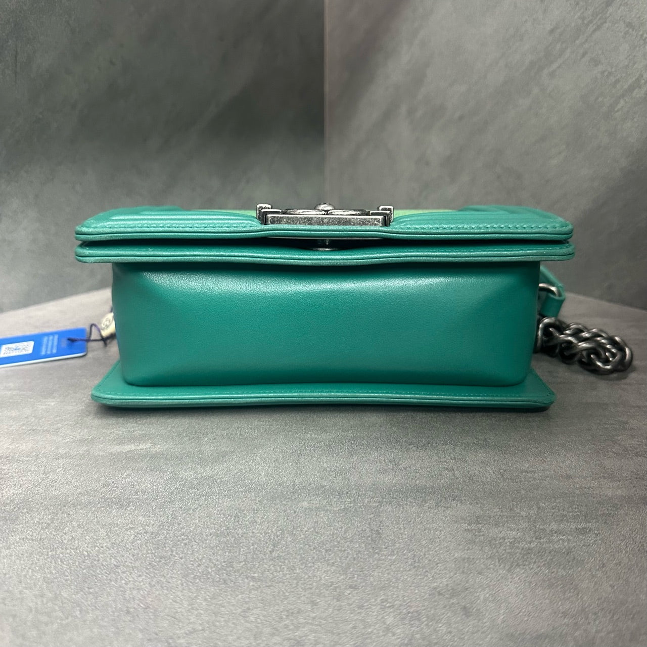 Chanel leboy limited edition Fish skin small size green