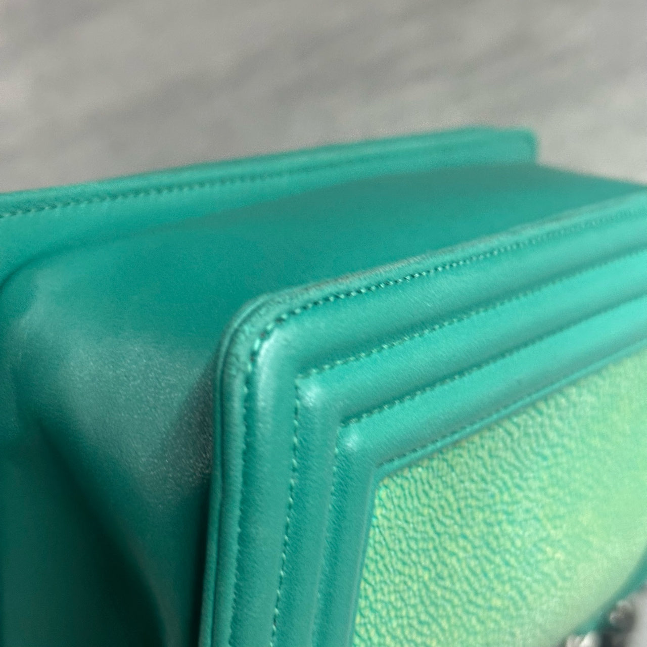 Chanel leboy limited edition Fish skin small size green