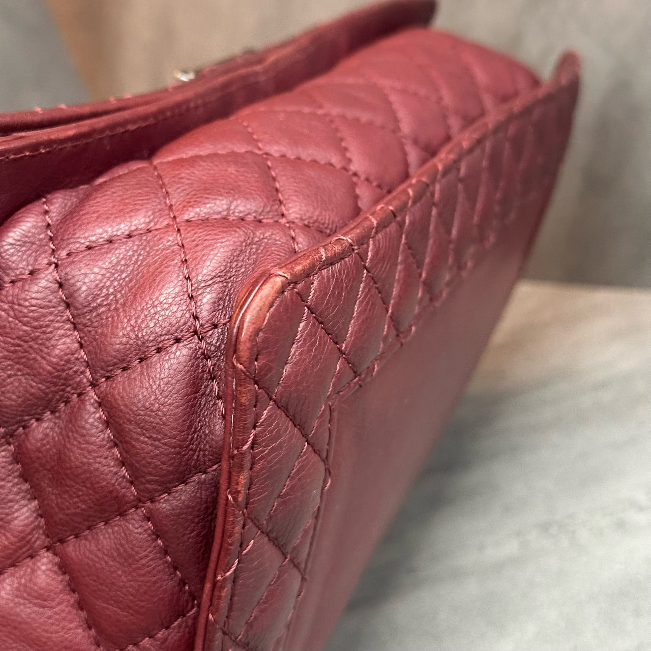 Chanel leboy &nbsp;cowhide vintage soft box middle-large size red