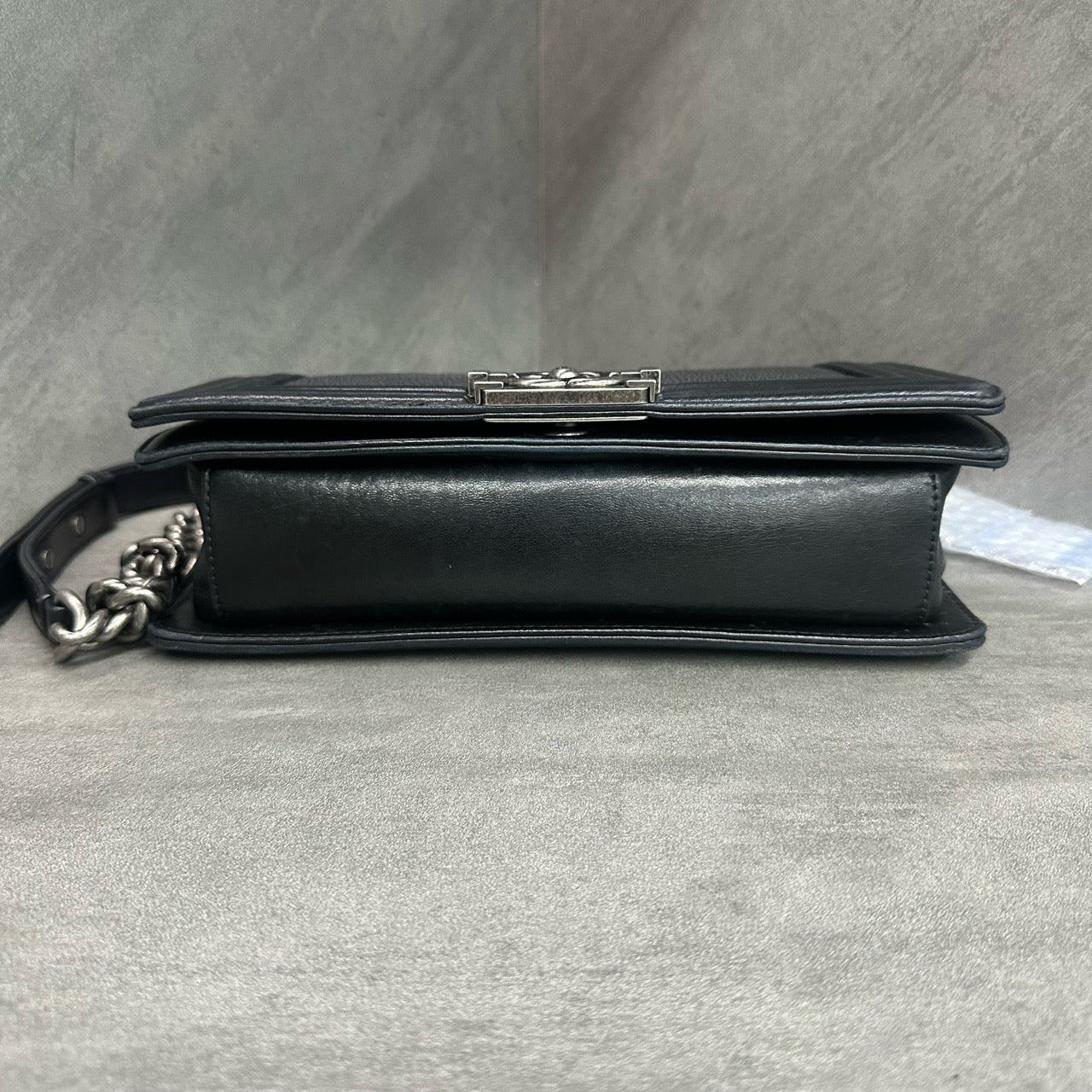 Chanel leboy fish skin middle size black