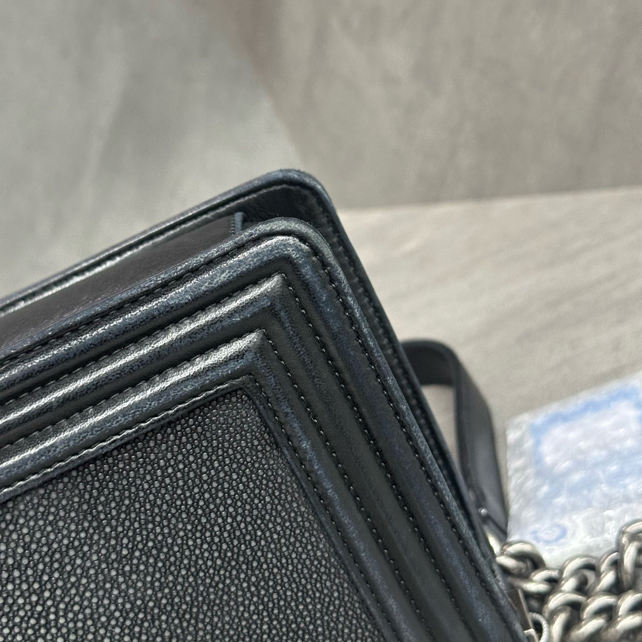 Chanel leboy fish skin middle size black