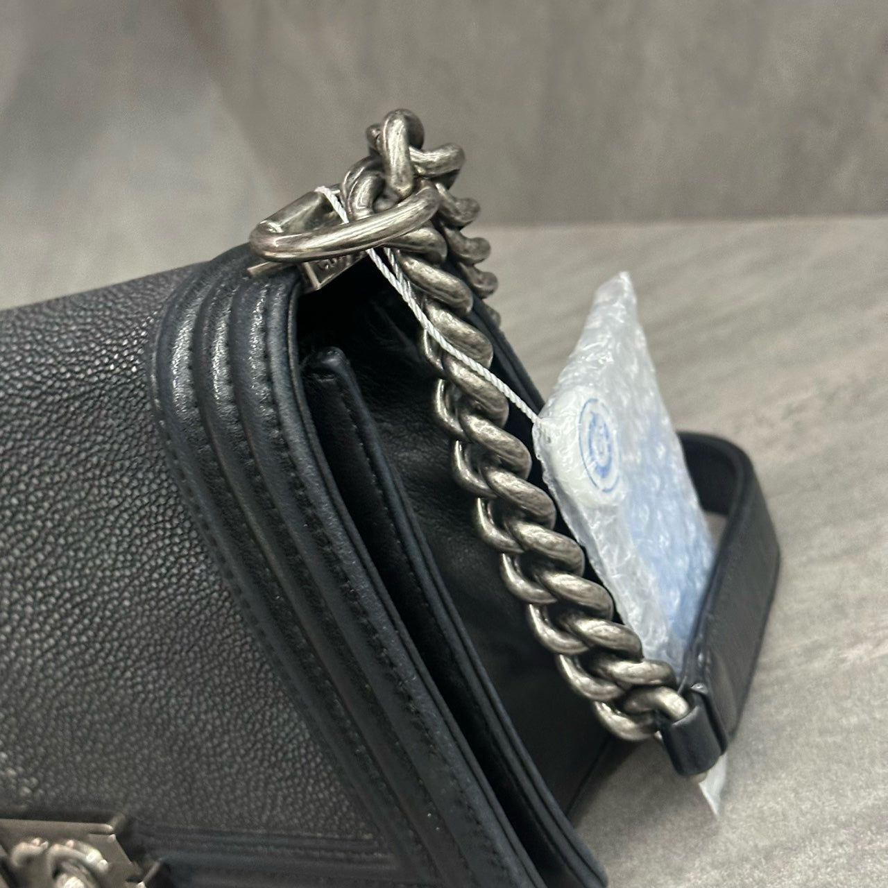 Chanel leboy fish skin middle size black