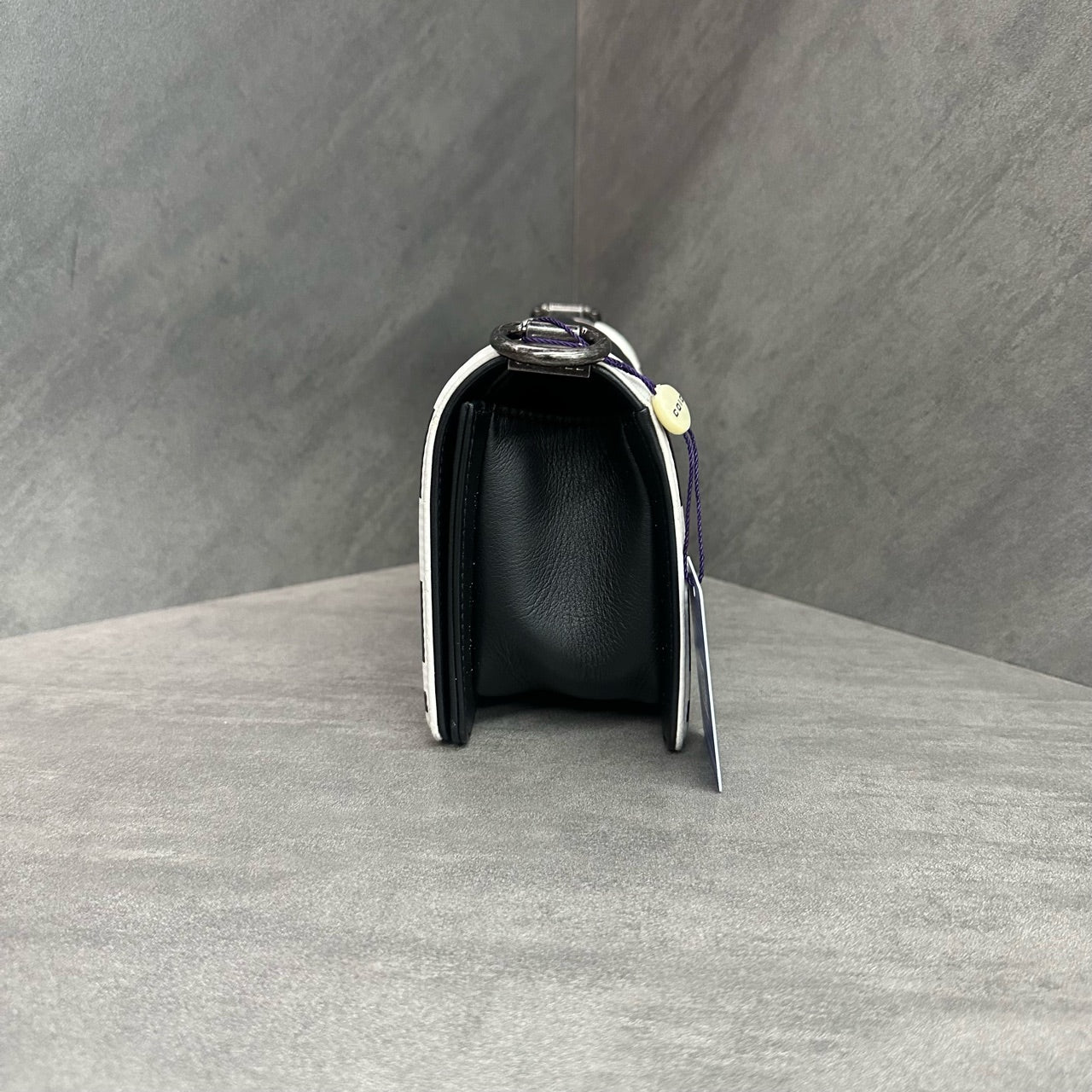 Chanel leboy small size cowhide black with white