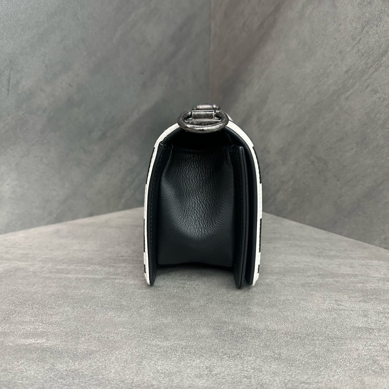 Chanel leboy small size cowhide black with white