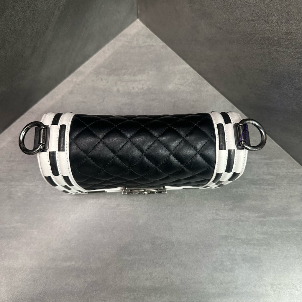 Chanel leboy small size cowhide black with white