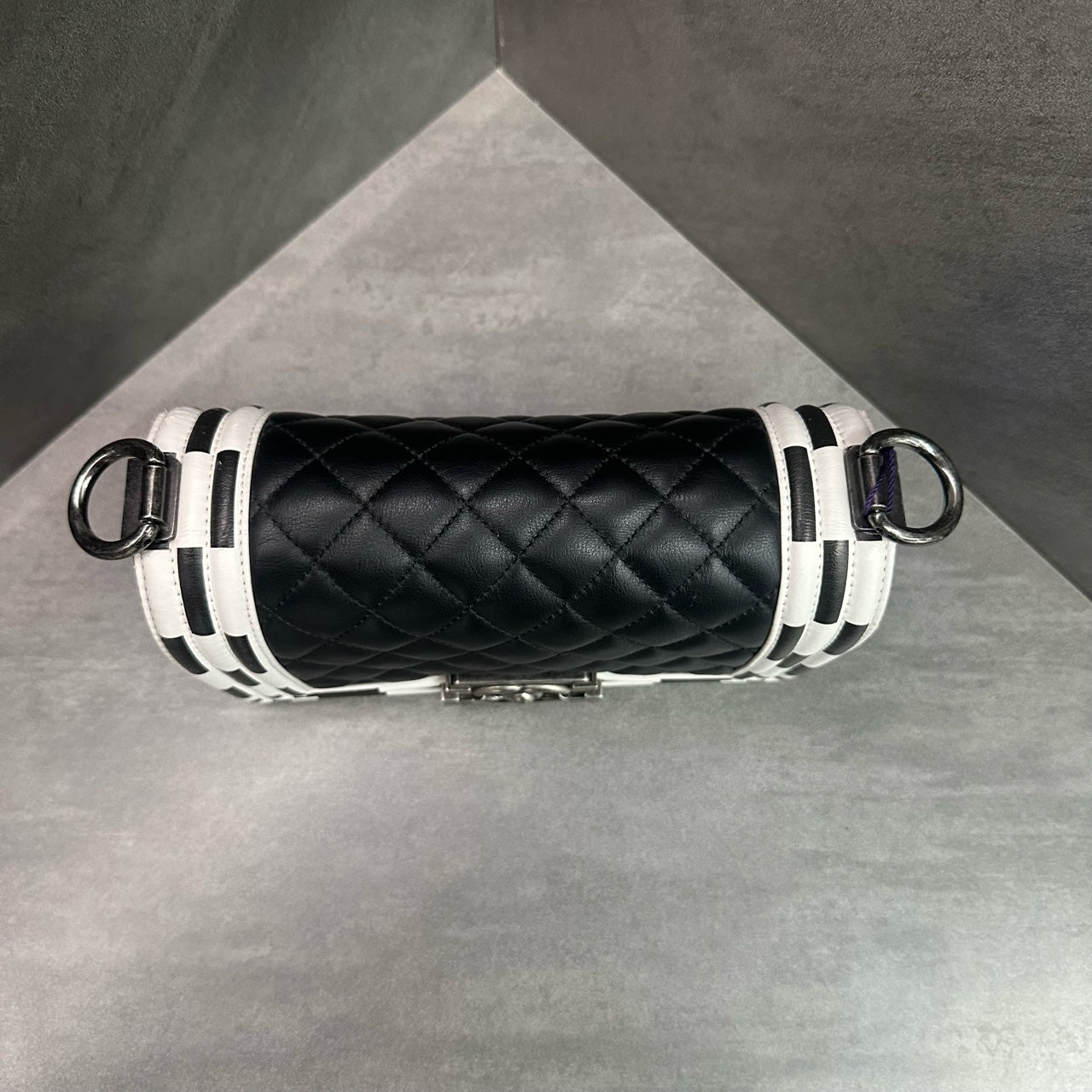 Chanel leboy small size cowhide black with white