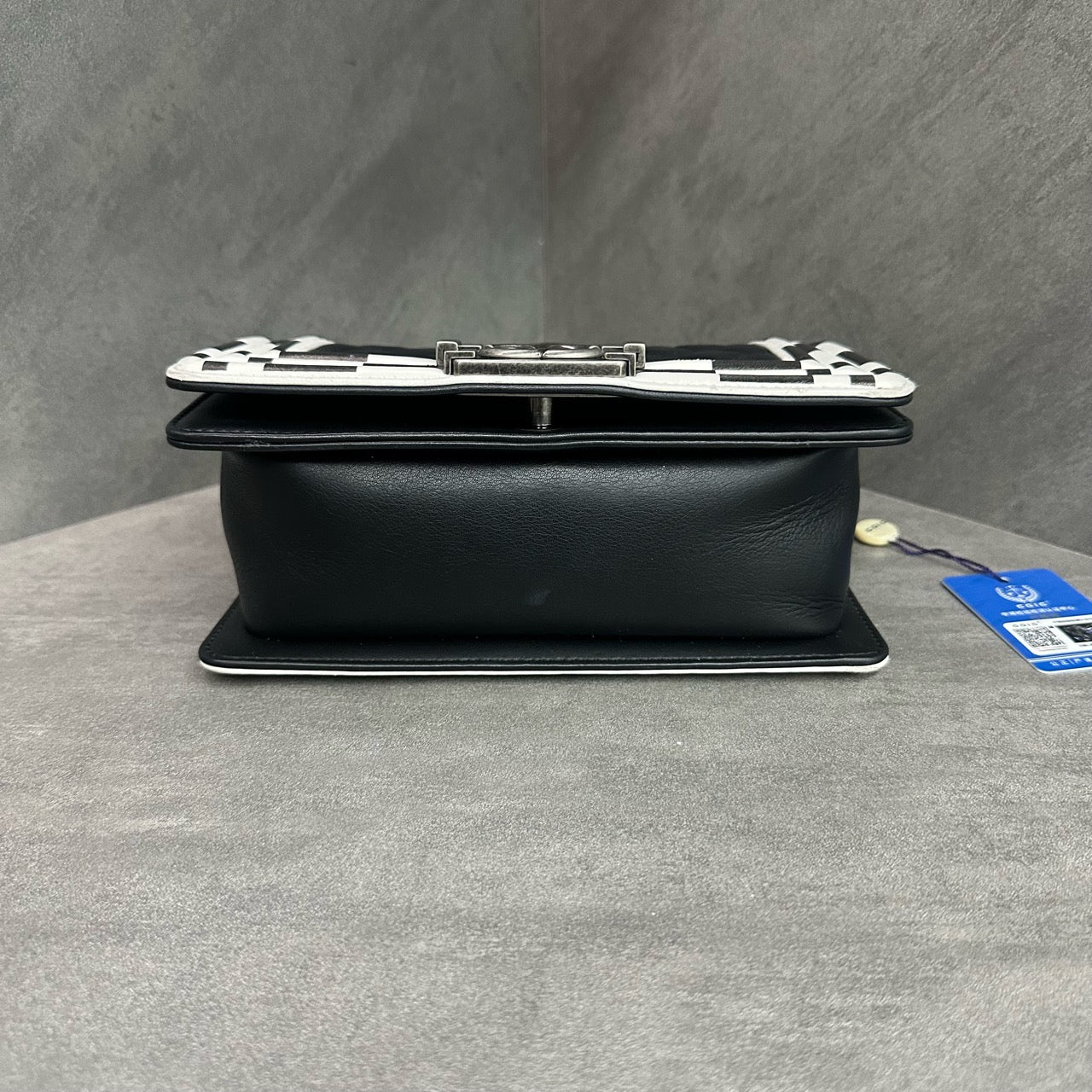 Chanel leboy small size cowhide black with white