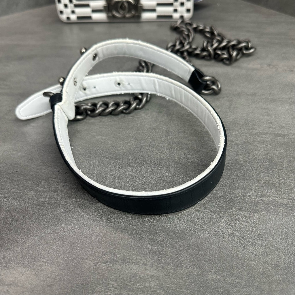 Chanel leboy small size cowhide black with white