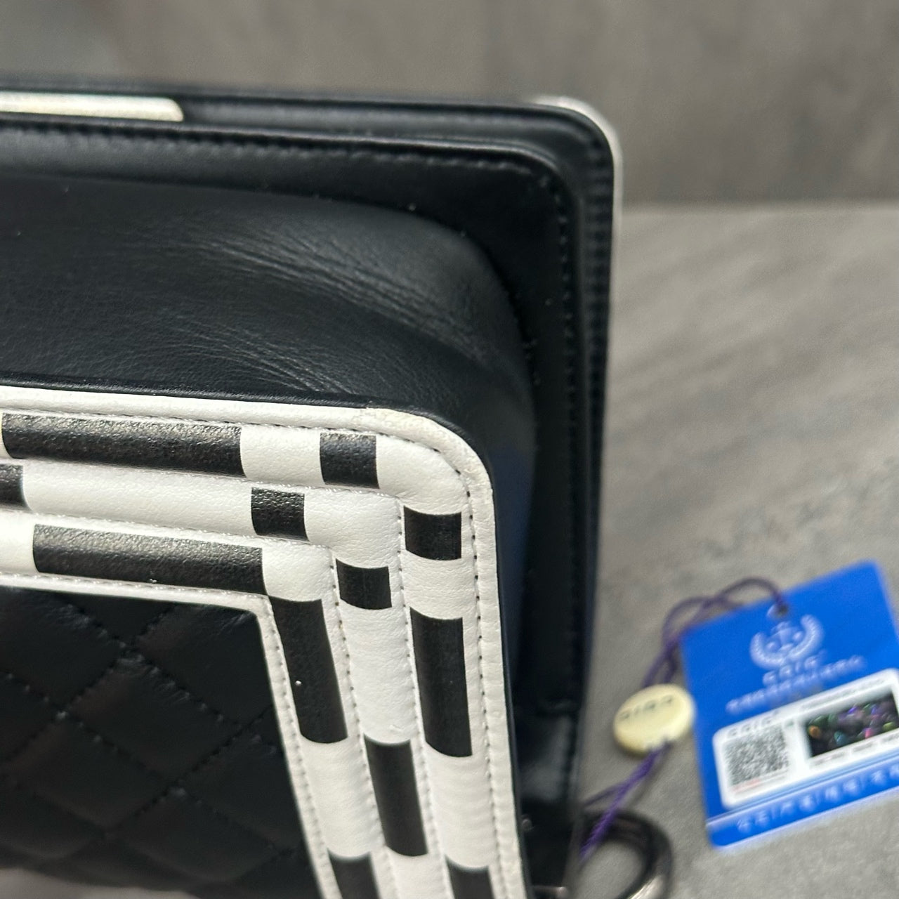 Chanel leboy small size cowhide black with white