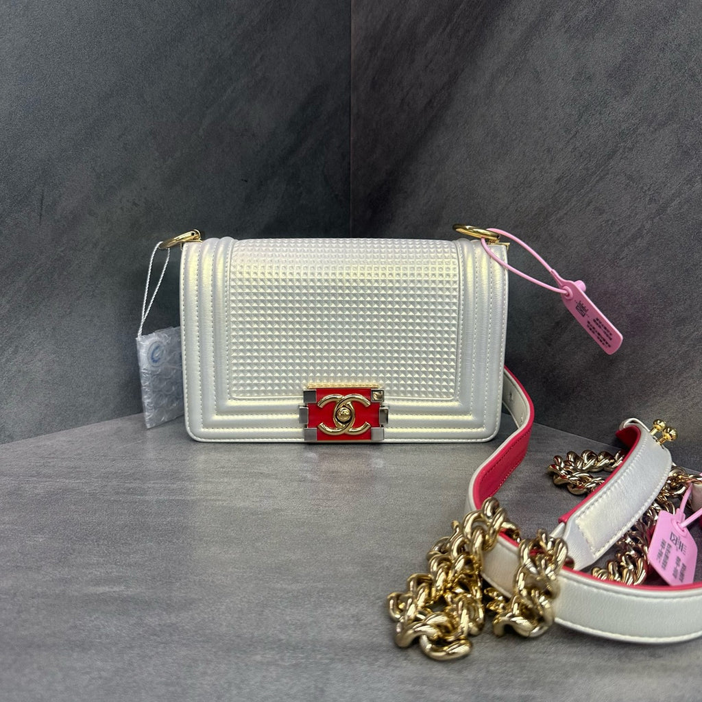 Chanel leboy technology fabric small size white