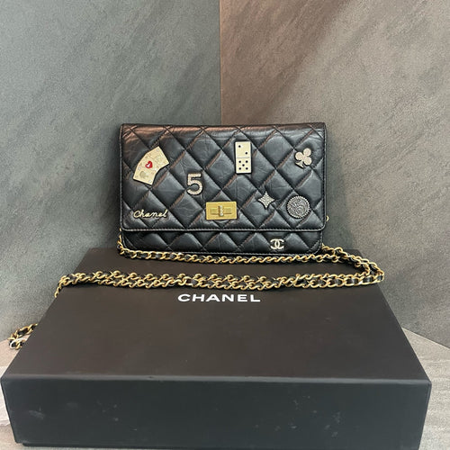 Chanel 2.55 cowhide Badge Series balck-gold