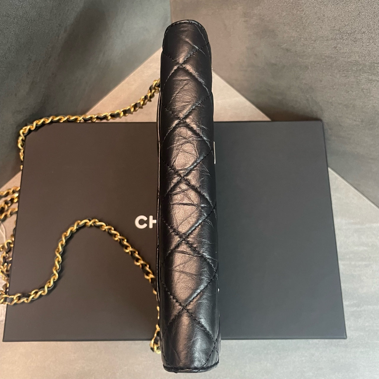 Chanel 2.55 cowhide Badge Series balck-gold