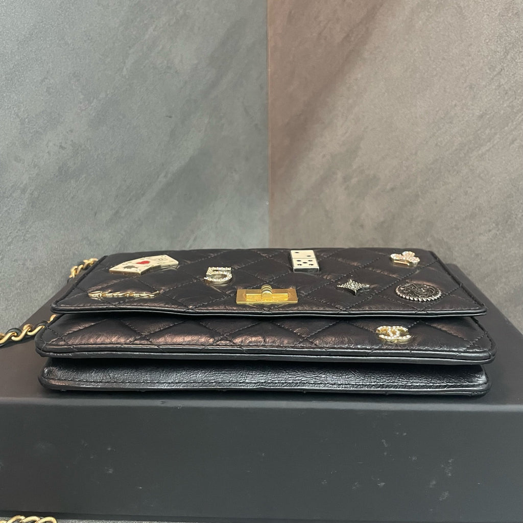 Chanel 2.55 cowhide Badge Series balck-gold