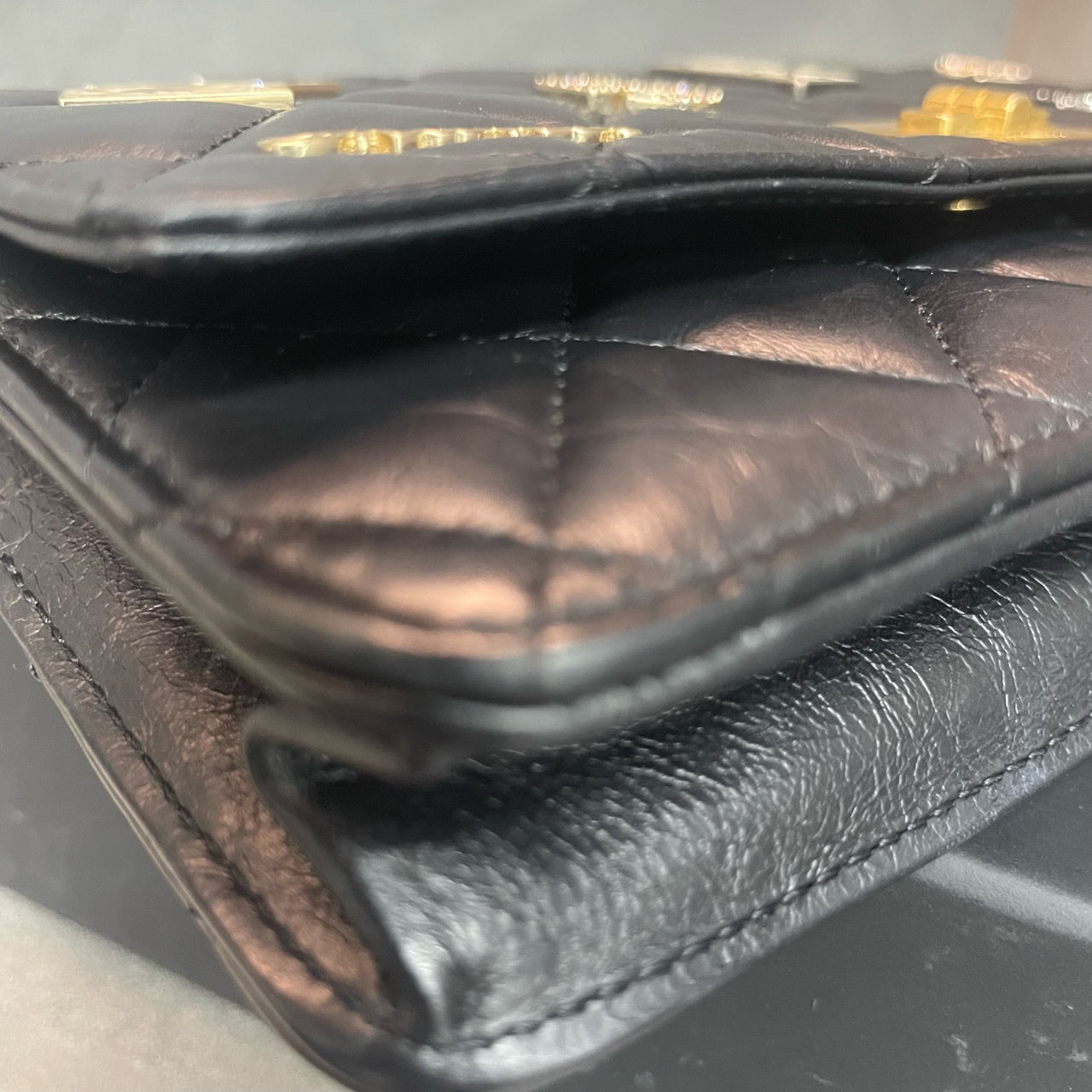 Chanel 2.55 cowhide Badge Series balck-gold