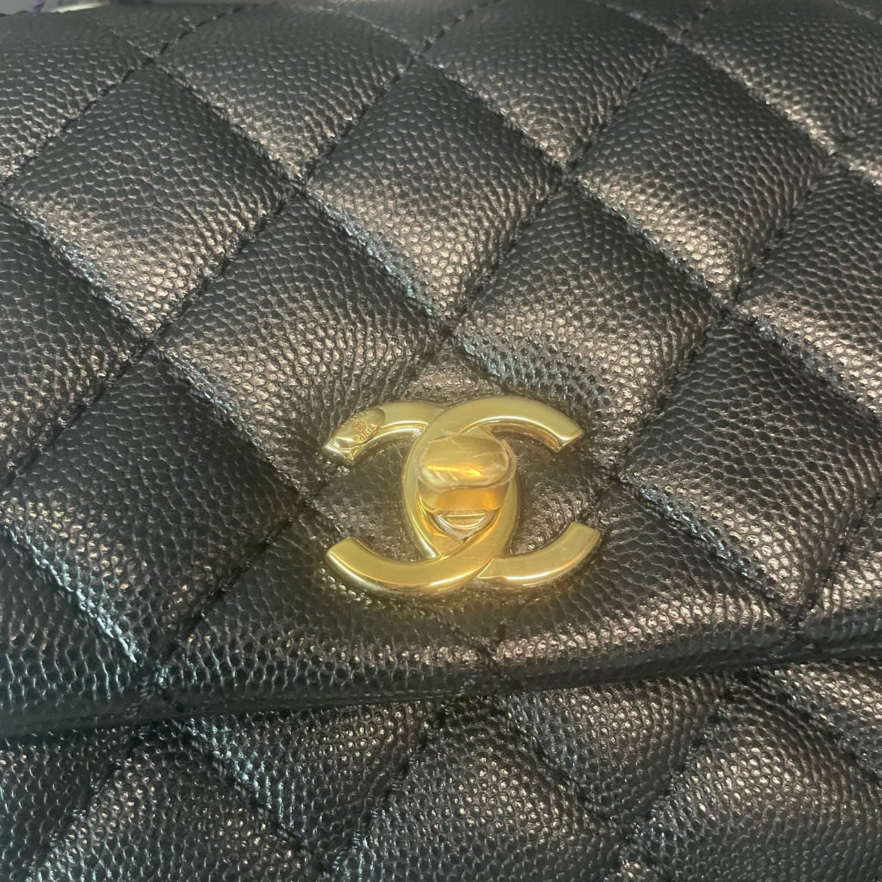 Chanel cocohandle mini lychee pattern black-gold