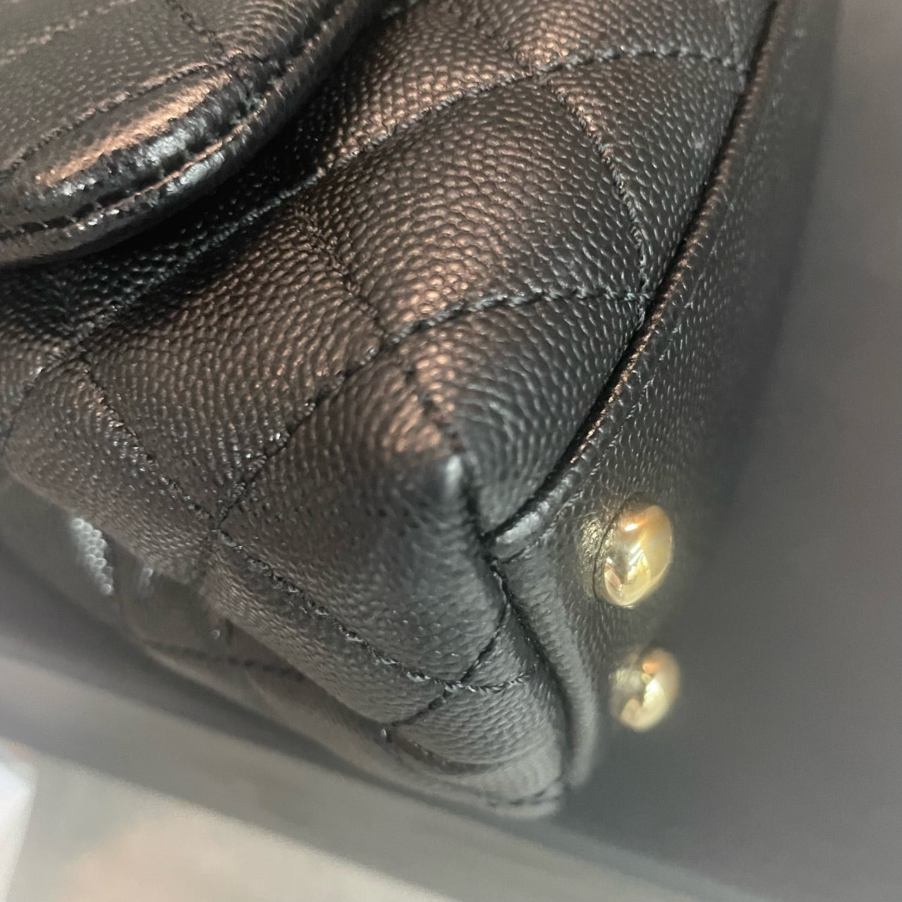 Chanel cocohandle mini lychee pattern black-gold
