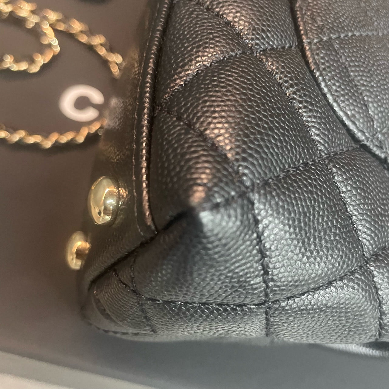 Chanel cocohandle mini lychee pattern black-gold