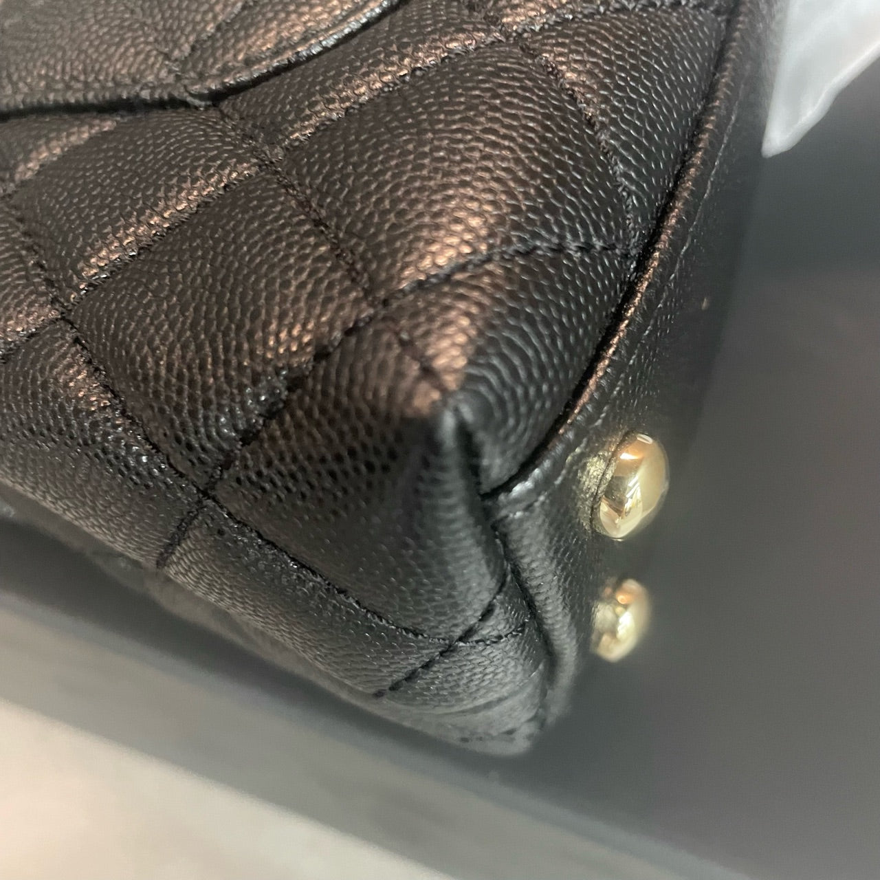 Chanel cocohandle mini lychee pattern black-gold