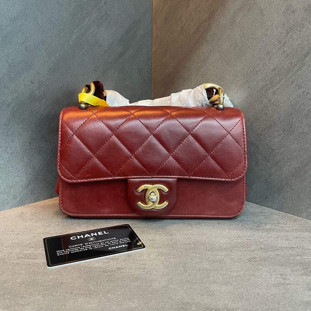 Chanel Classic Flap Metropolis series Velvet shoulder strap red