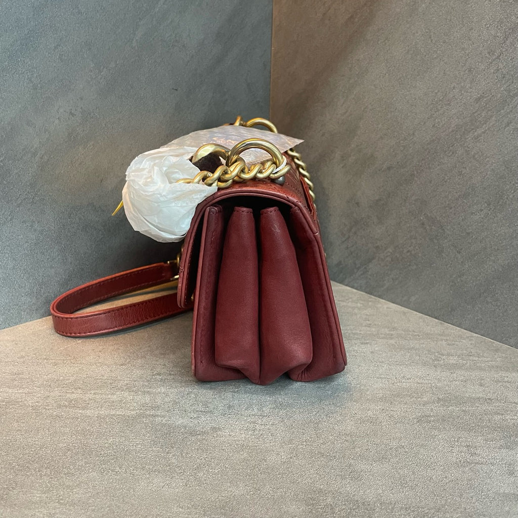 Chanel Classic Flap Metropolis series Velvet shoulder strap red