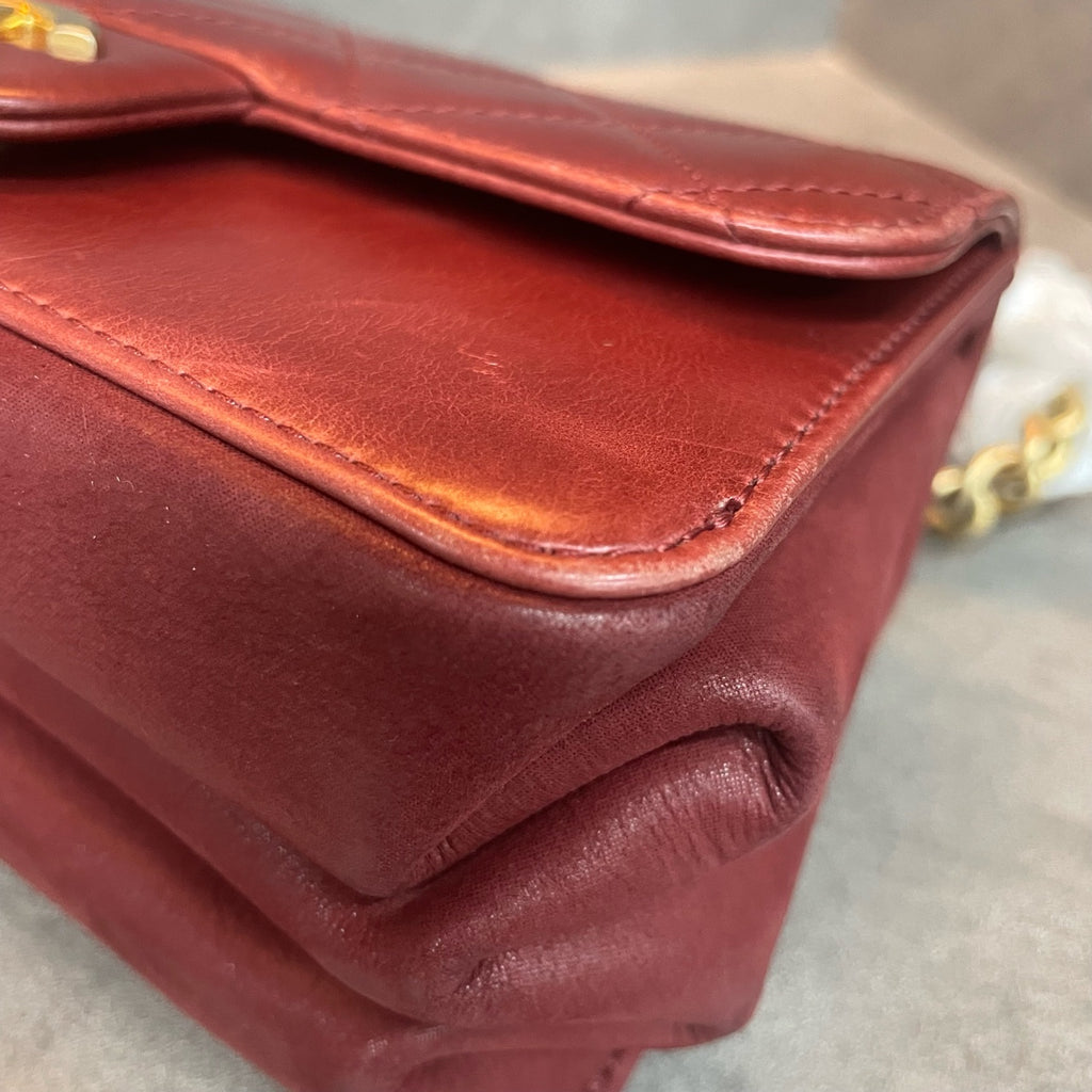 Chanel Classic Flap Metropolis series Velvet shoulder strap red