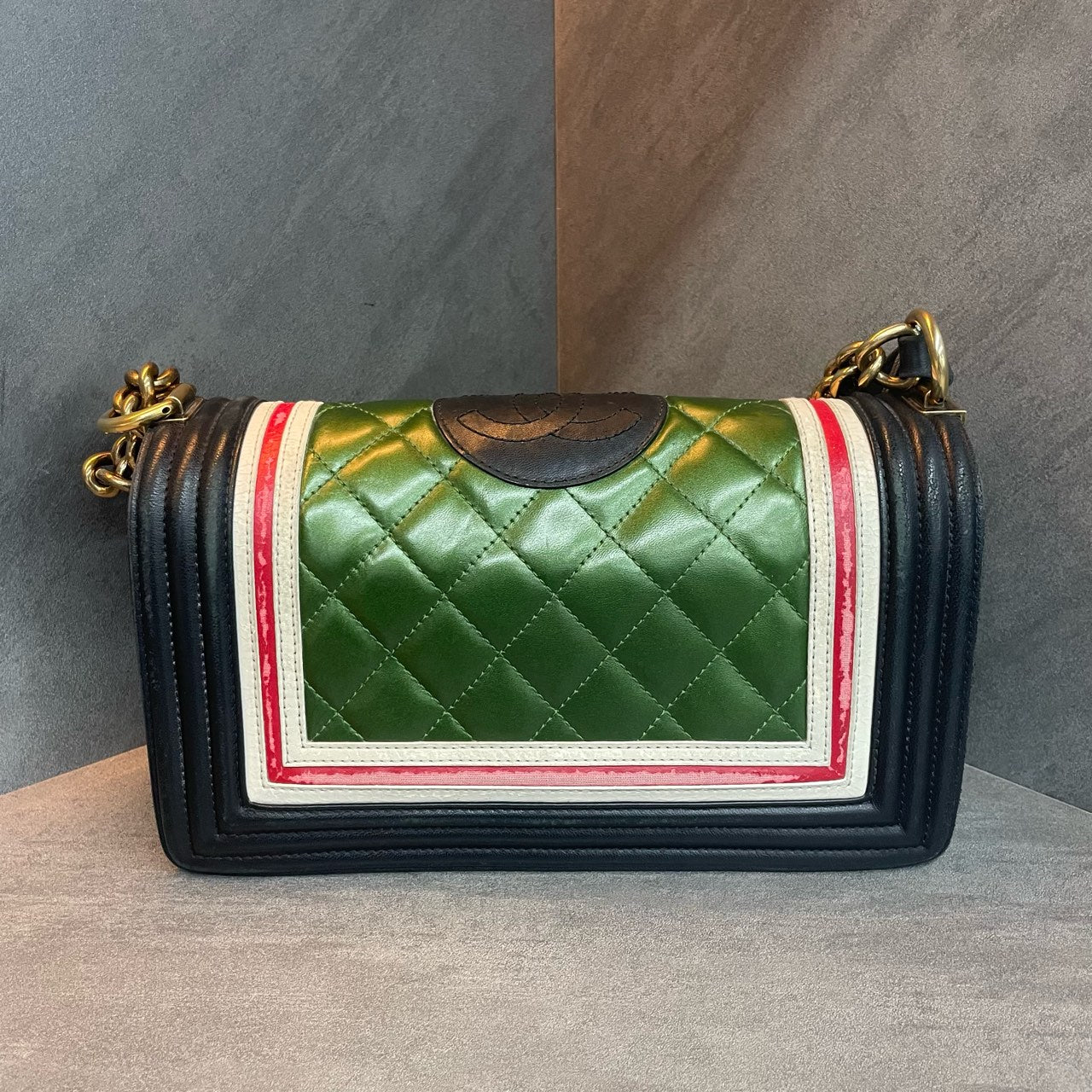 Chanel leboy limited edition green with black