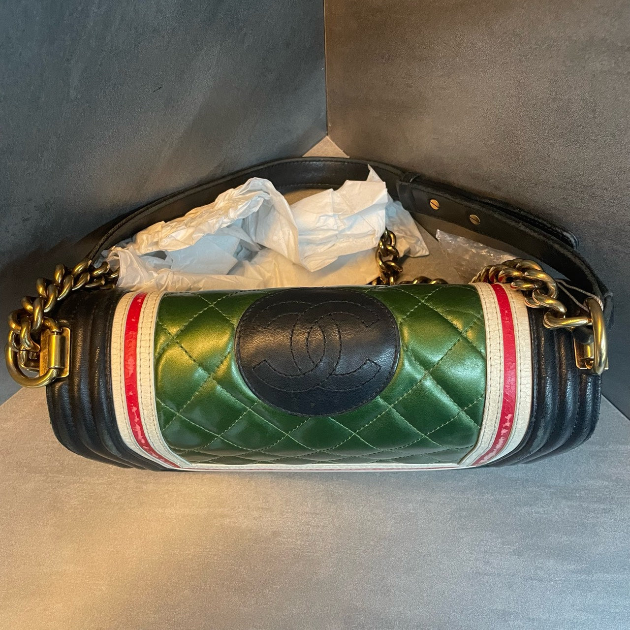Chanel leboy limited edition green with black