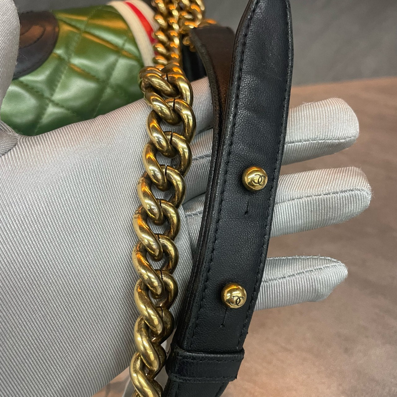 Chanel leboy limited edition green with black
