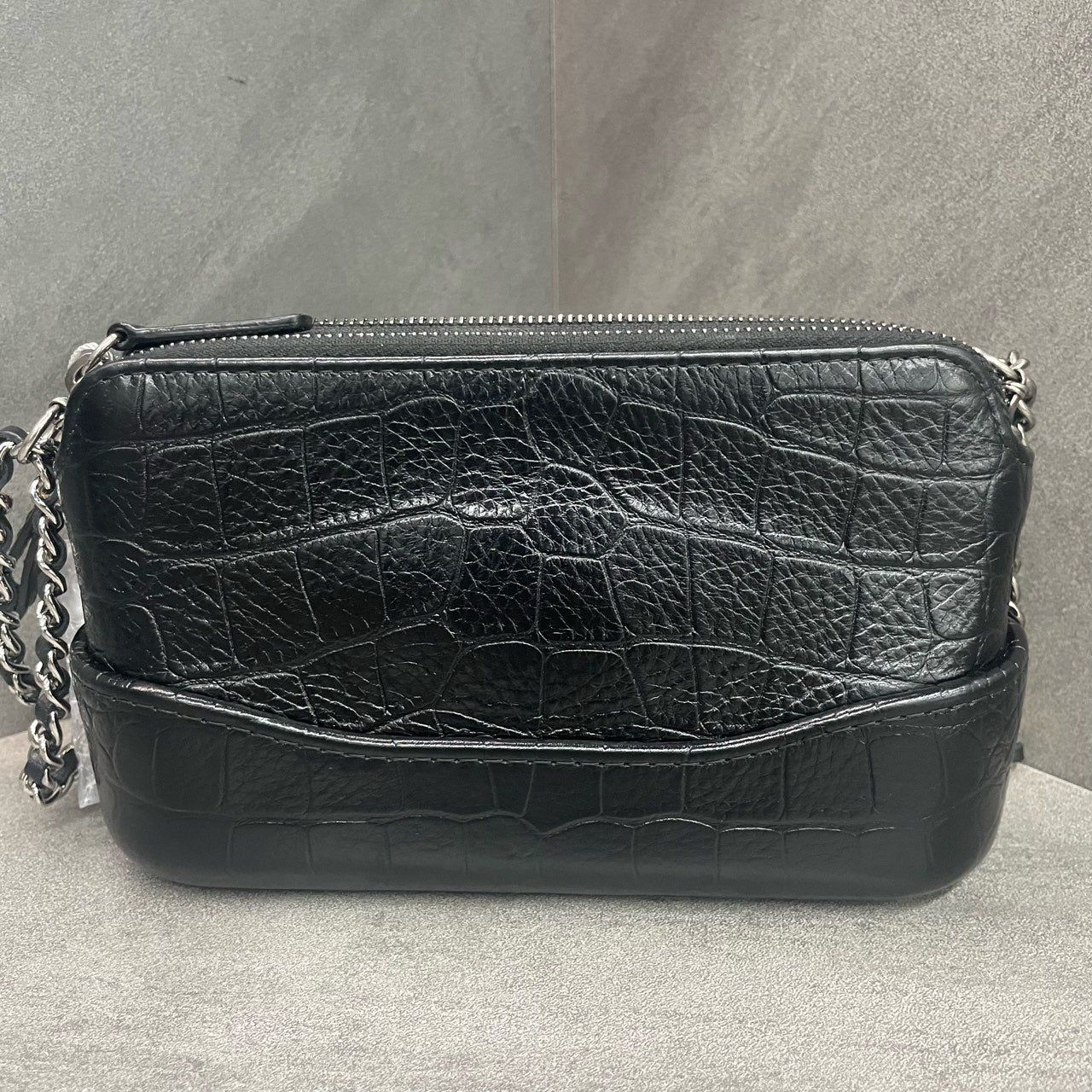 Chanel Gabrielle mini size Crocodile embossing Black-gold