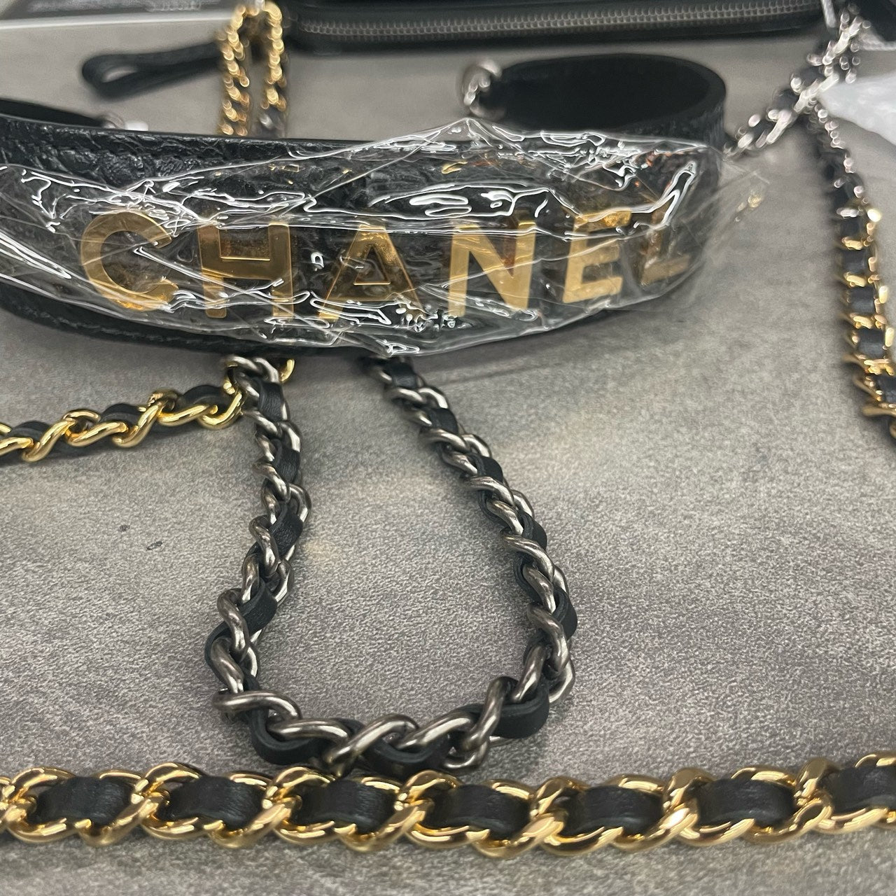 Chanel Gabrielle mini size Crocodile embossing Black-gold