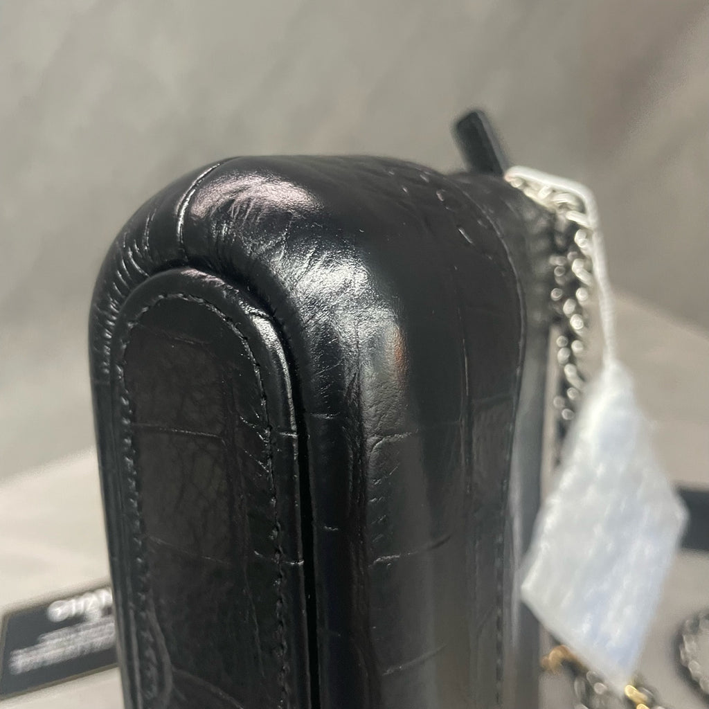 Chanel Gabrielle mini size Crocodile embossing Black-gold