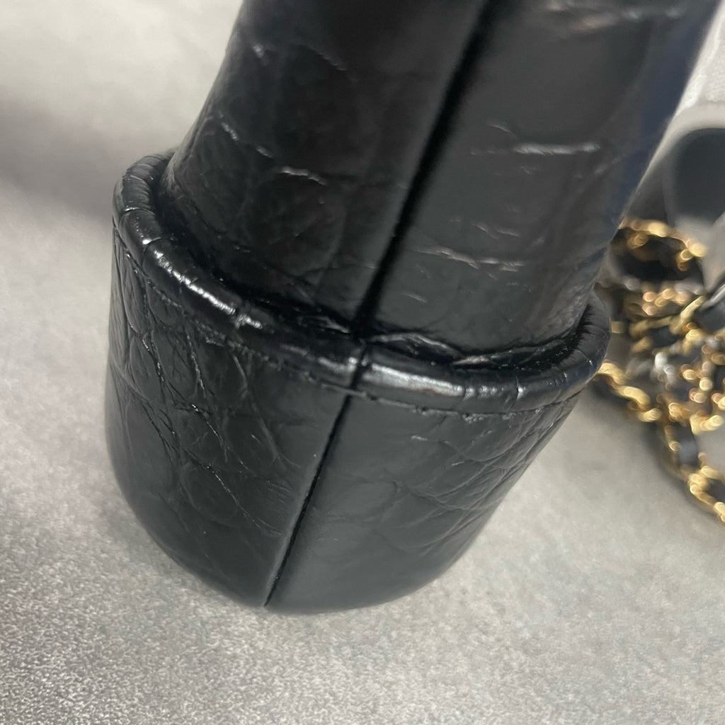Chanel Gabrielle mini size Crocodile embossing Black-gold