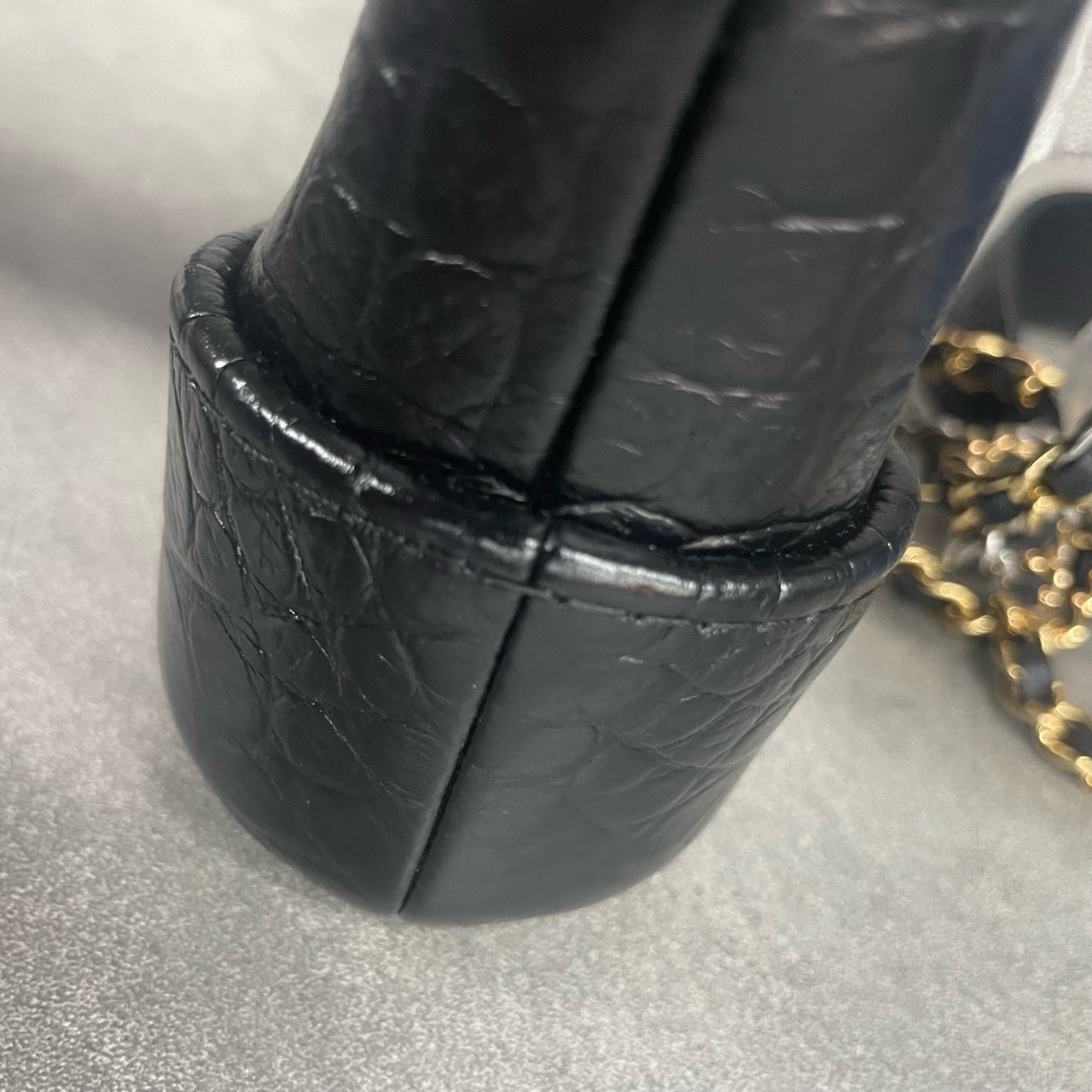 Chanel Gabrielle mini size Crocodile embossing Black-gold