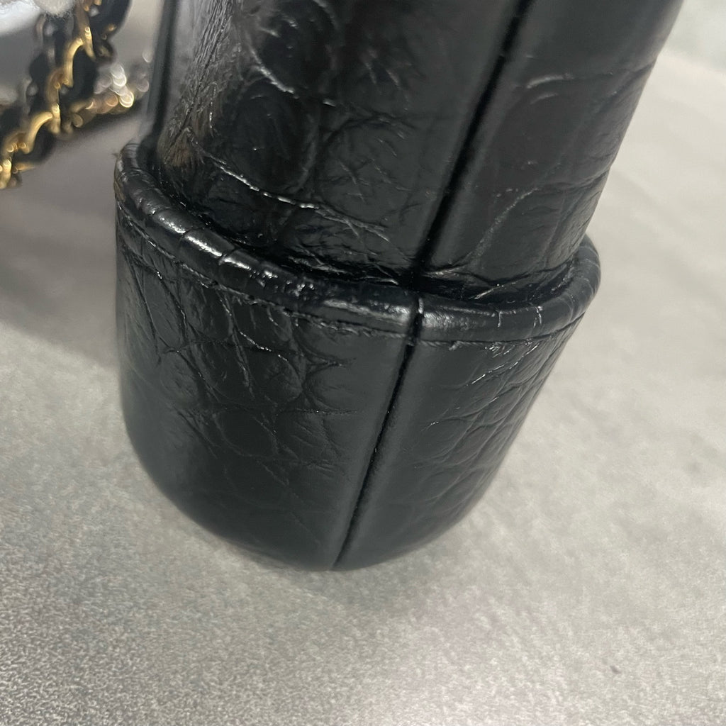 Chanel Gabrielle mini size Crocodile embossing Black-gold